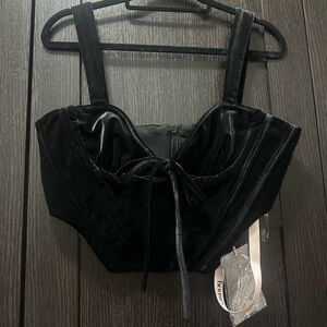 House of CB Aayla Velvet Black Corset Bralette Top